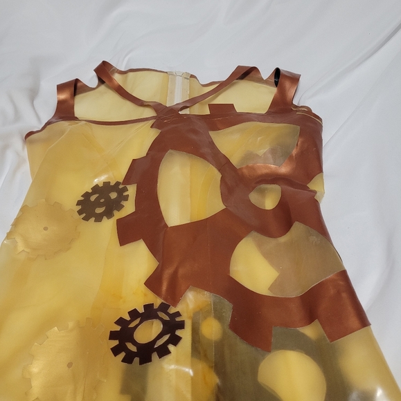 REAL LATEX by DAWNAMATRIX Steampunk Gear Print Dress Sz S - Picture 9 of 12